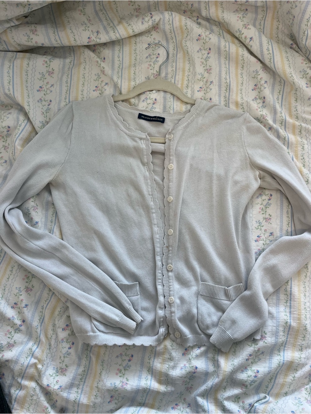 brandy melville white Women's Button-Up Cardigan Sweater